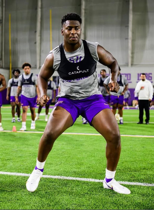 Dame griding through spring ball. 